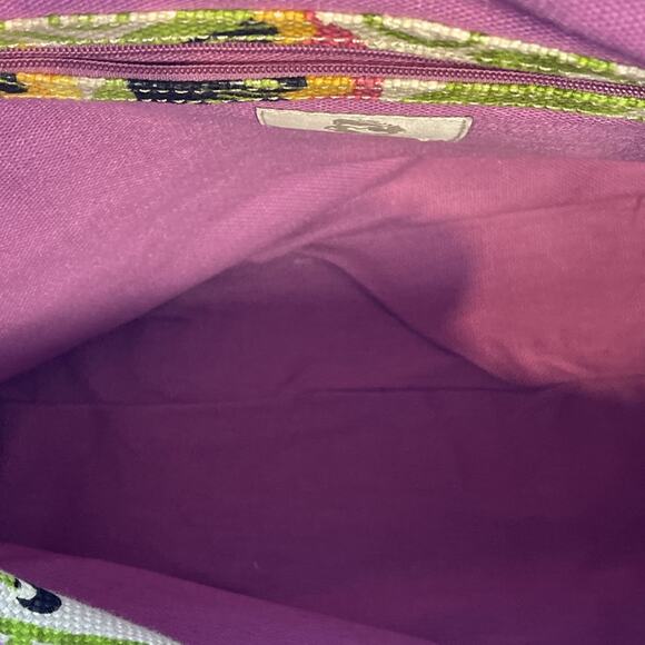 Spartina 449 Purple & Green Floral Linen/Leather Beach Bag or Weekender Tote XL - Picture 10 of 15